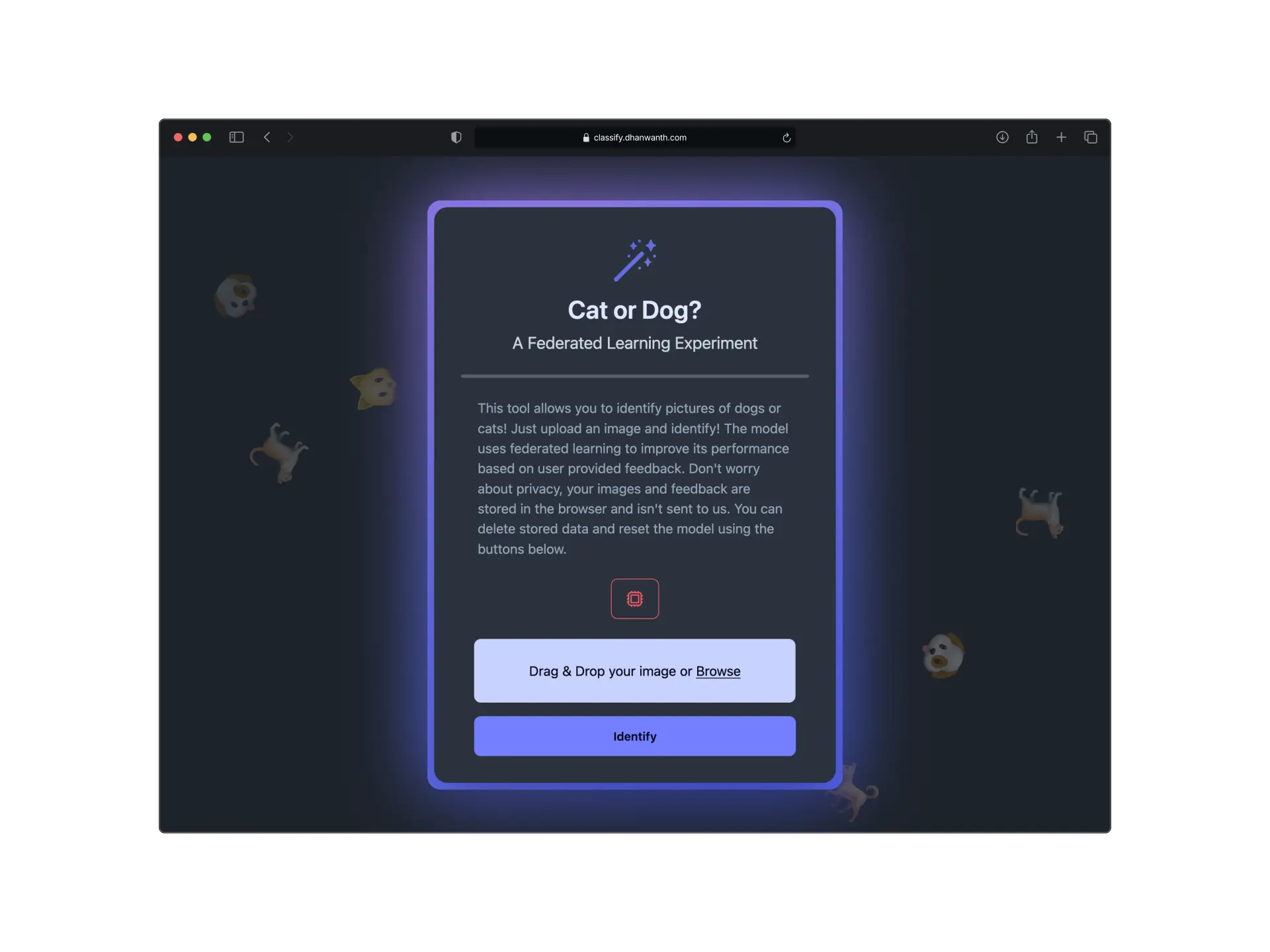 AI Image Classifier Mockup Dark