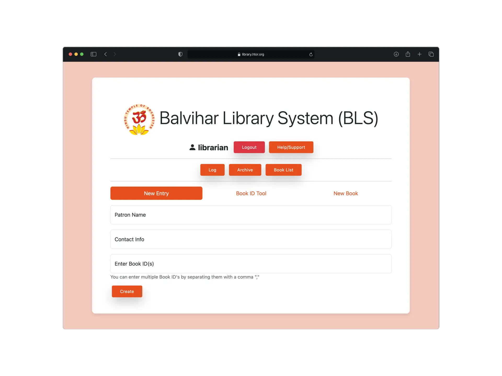 Library Management System Mockup Dark